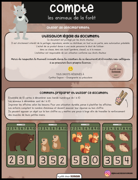 Atelier - Compte les animaux de la forêt