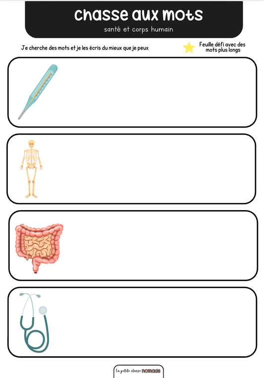 Chasse aux mots - Santé et corps humain