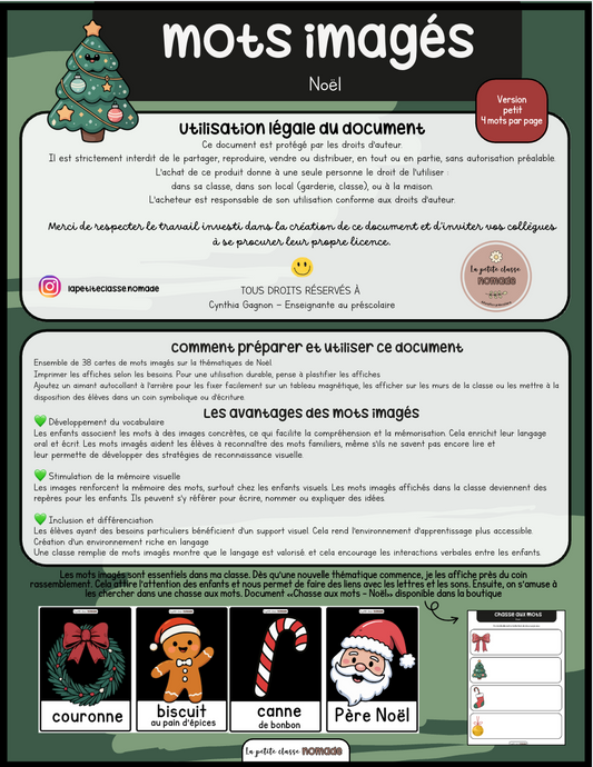 Mots imagés Noël - Petits