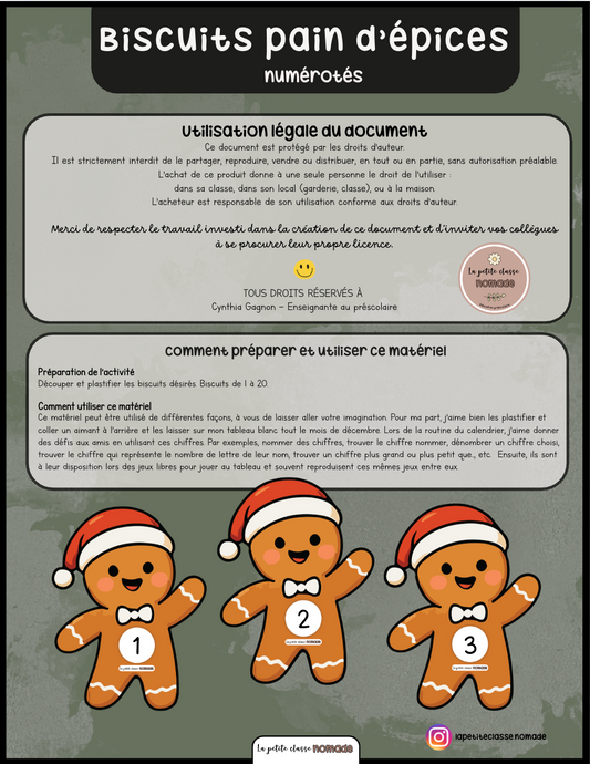 Biscuits pain d'épices numérotés