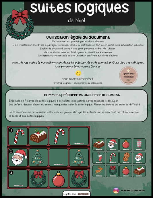 Ateliers - Suites logiques - Noël