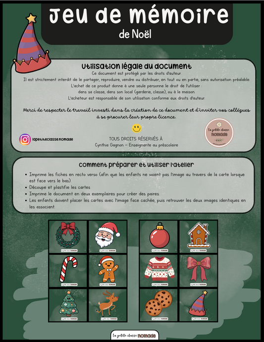 Jeu de mémoire de Noël