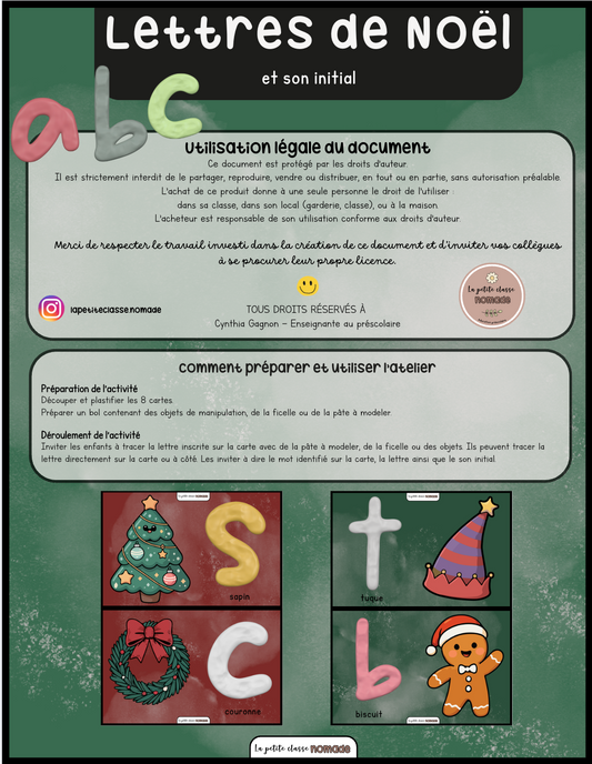 Atelier - Lettres de Noël et son initial
