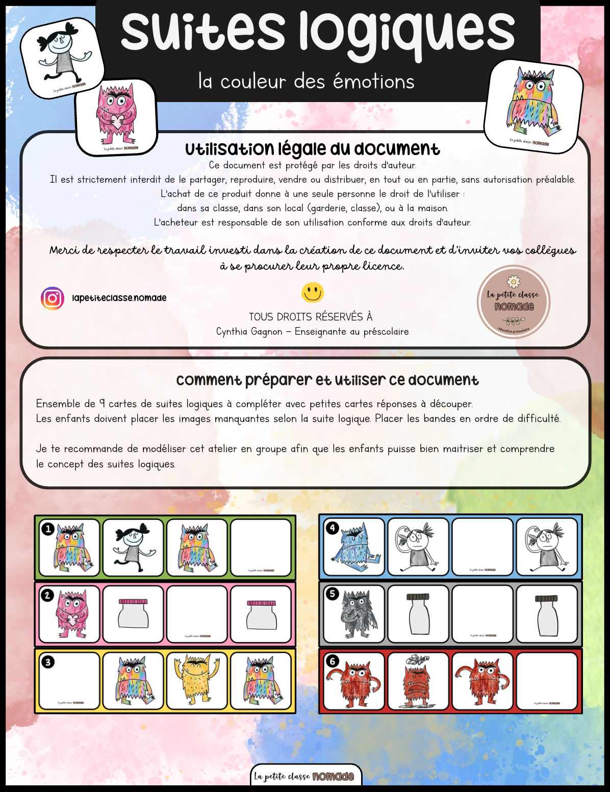 Ensemble de 7 activités - La couleur des émotions