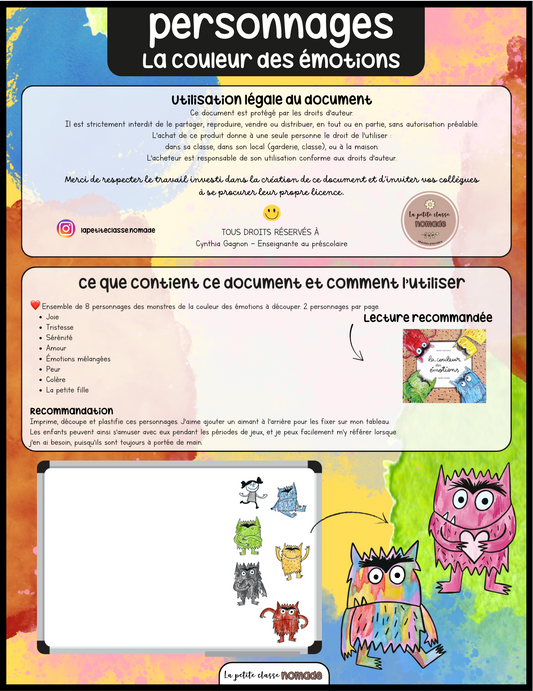 Personnages à découper - La couleur des émotions