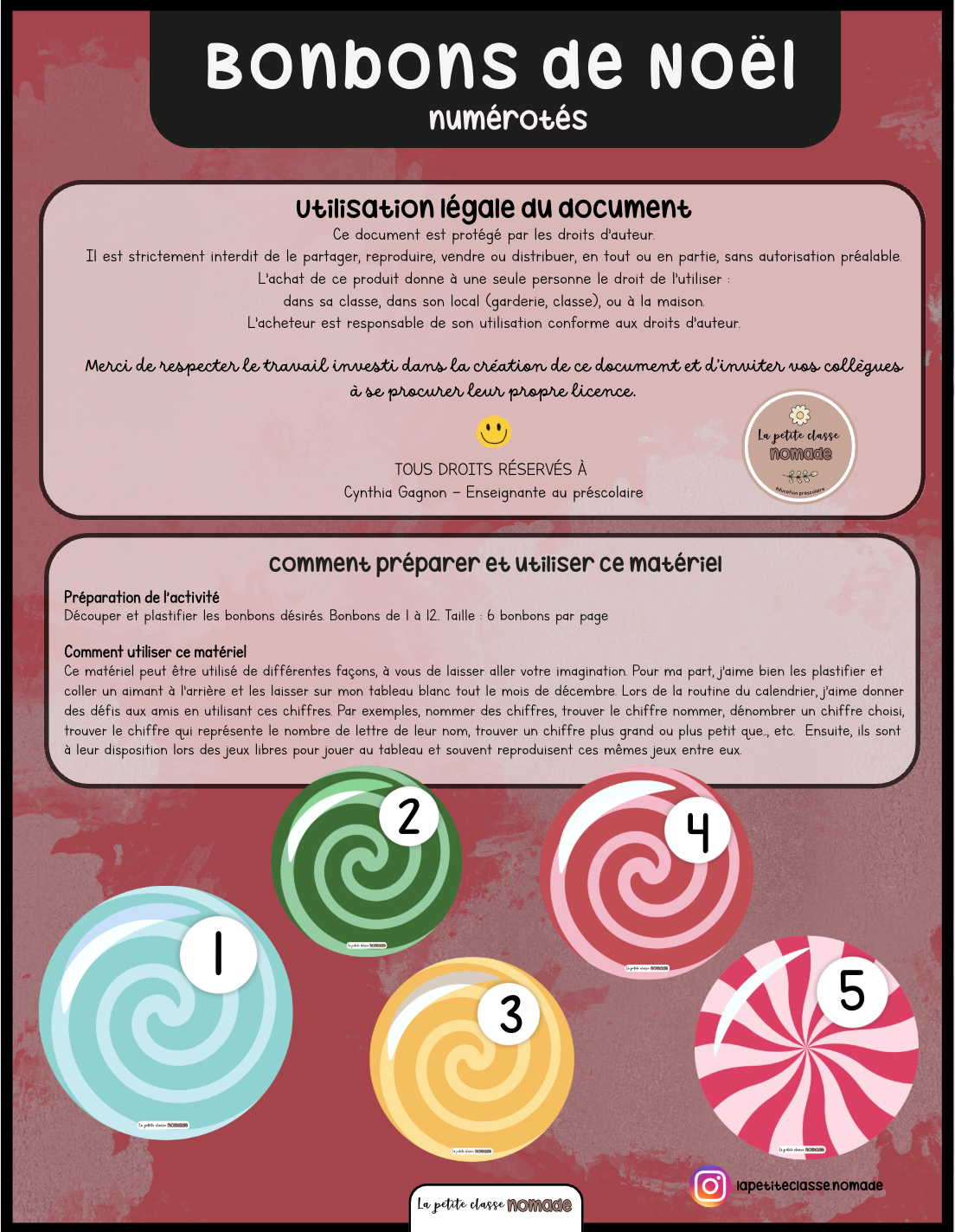 Bonbons de Noël numérotés