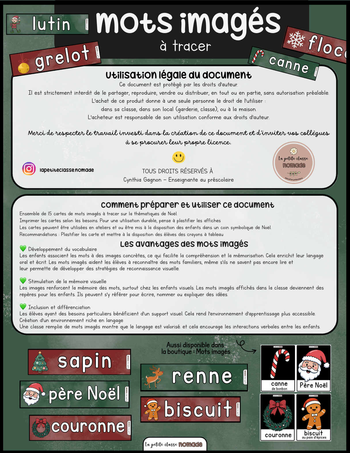Mots imagés à tracer - Noël