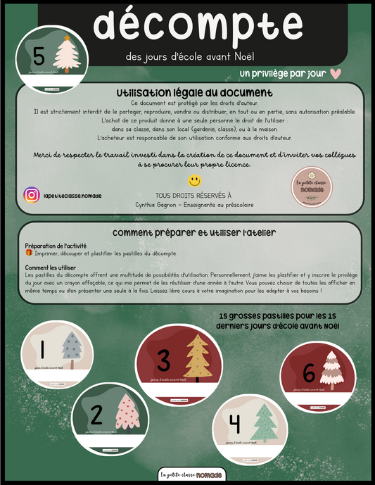 Pastilles décompte de Noël