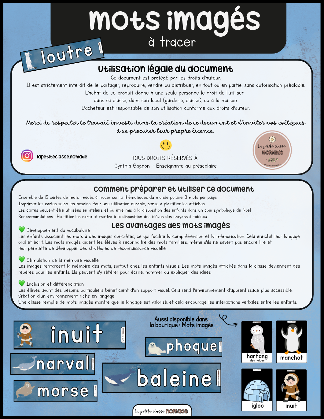 Mots imagés à tracer - Monde polaire