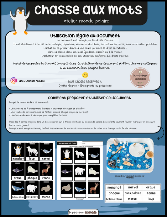 Atelier - Chasse aux mots polaire