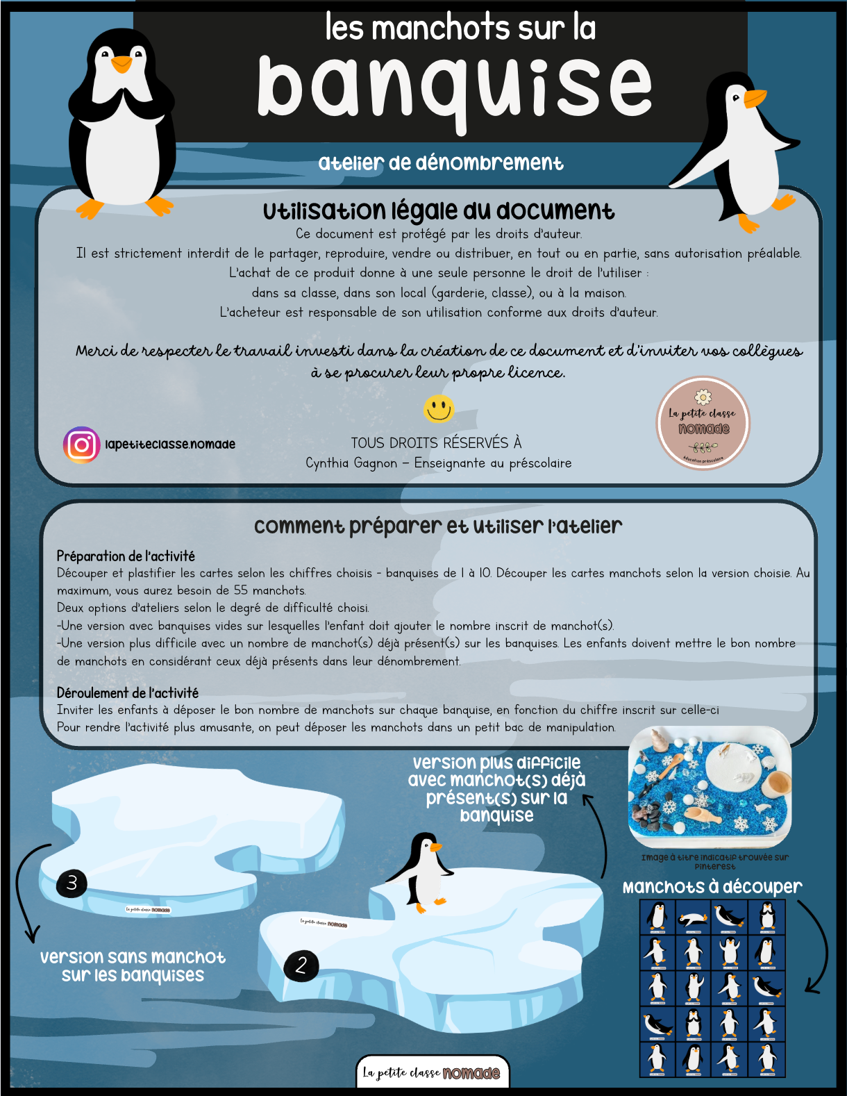 Atelier dénombrement manchots-banquises