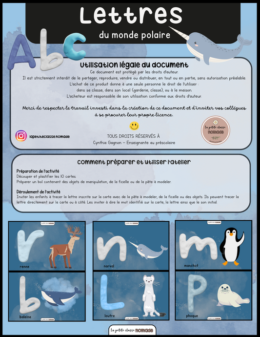 Atelier - Lettres son initial - Monde polaire
