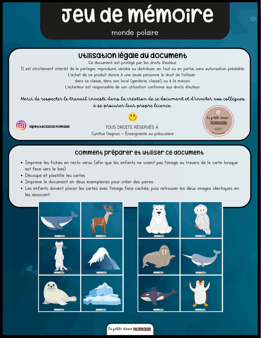 Jeu de mémoire - Monde polaire