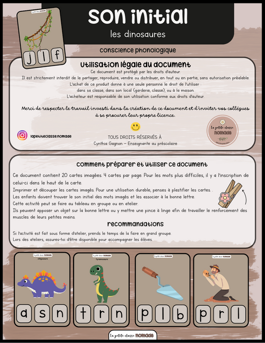 Atelier - Son initial - Les dinosaures