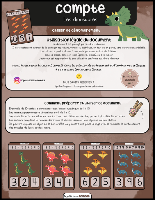 Atelier - Compte les dinosaures