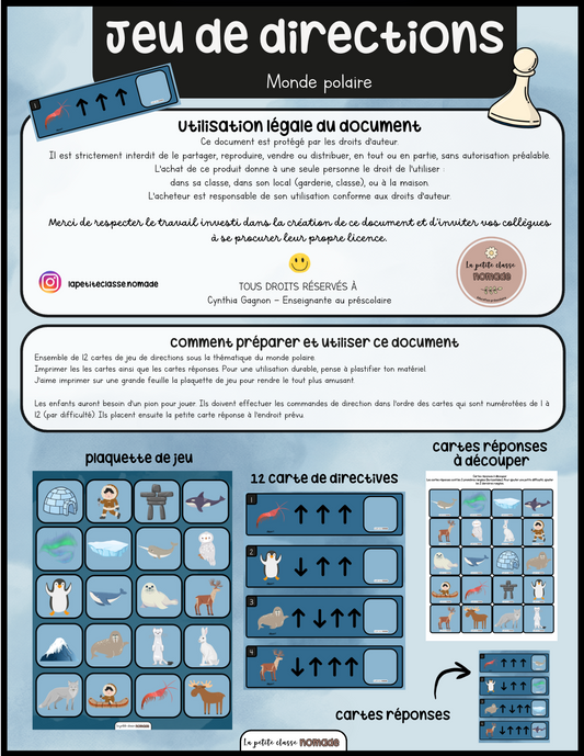 Atelier - Jeu de directions monde polaire