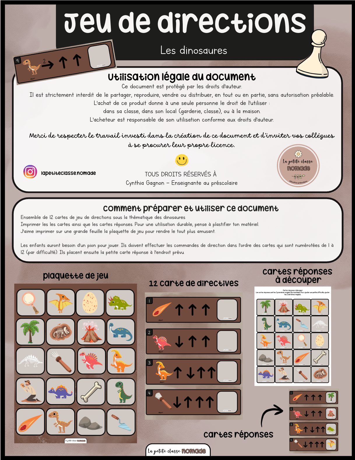 Atelier - Jeu de directions - Les dinosaures