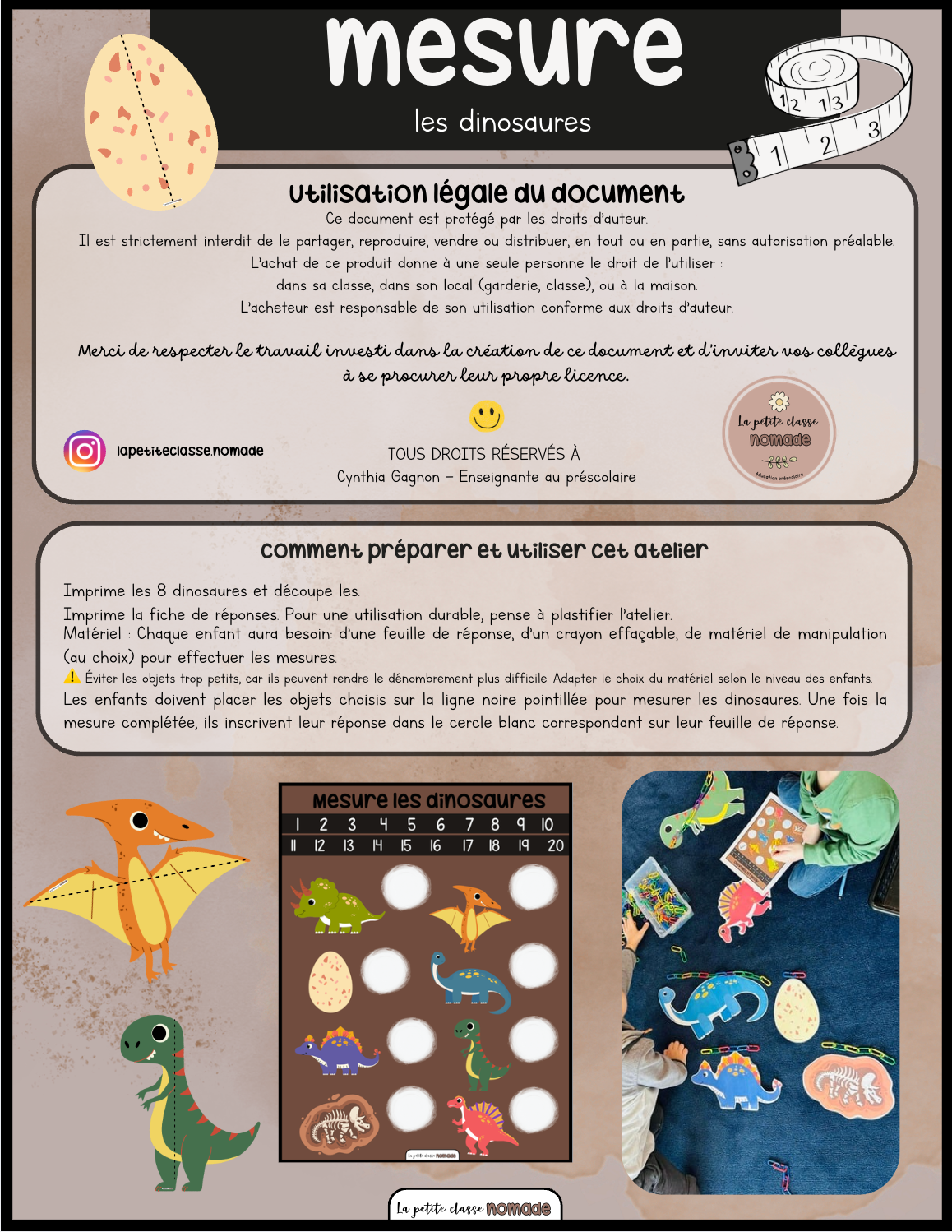 Atelier de mesure - Dinosaures