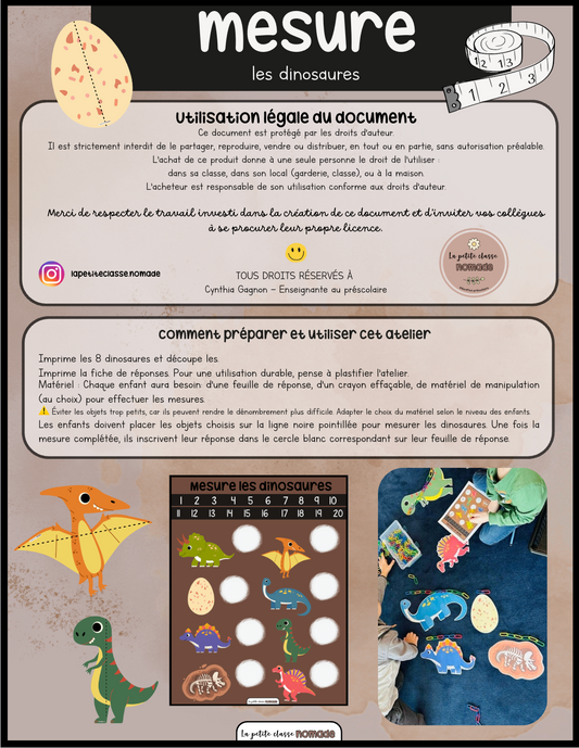 Atelier de mesure - Dinosaures