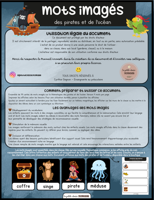 Mots imagés (petits) - Pirates et océan