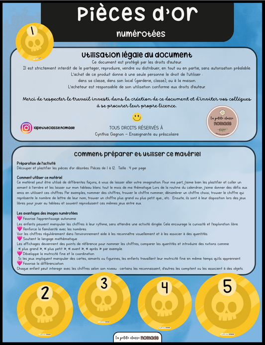 Pièces d'or numérotées - Pirates