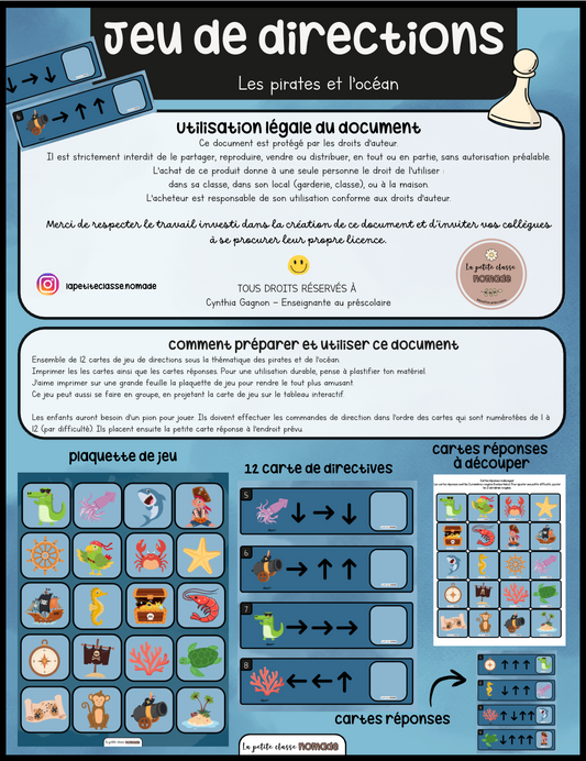 Atelier - Jeu de directions - Pirates et océan