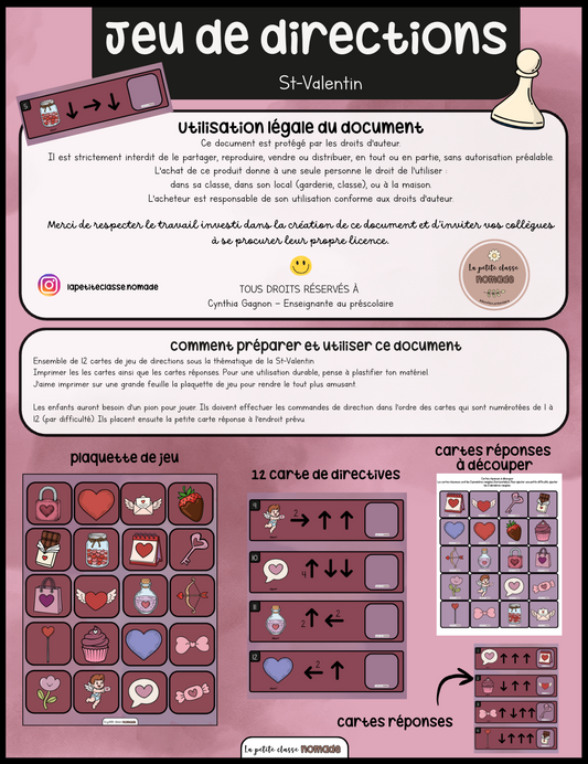 Atelier - Jeu de directions St-Valentin