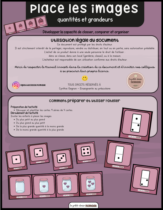 Atelier - Place les images quantités et grandeurs - St-Valentin