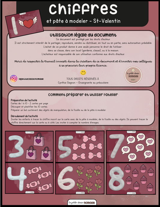 Atelier - Chiffres et pâte à modeler - St-Valentin