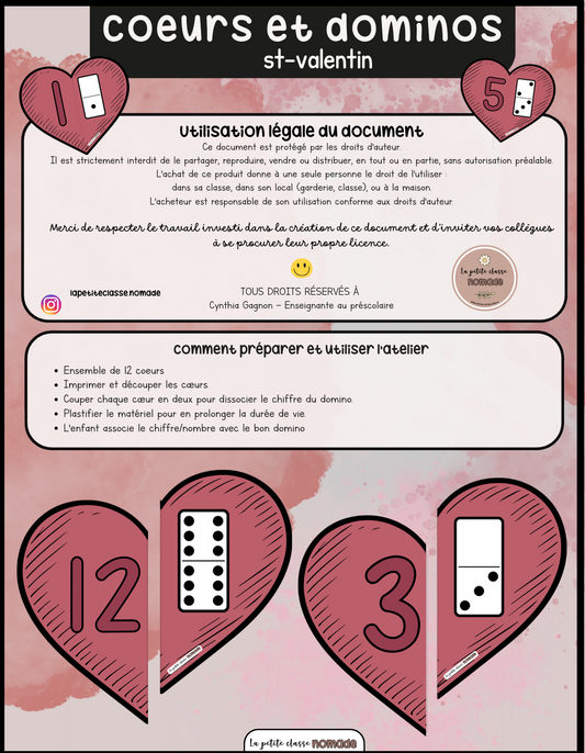 Atelier - Coeurs et dominos - St-Valentin