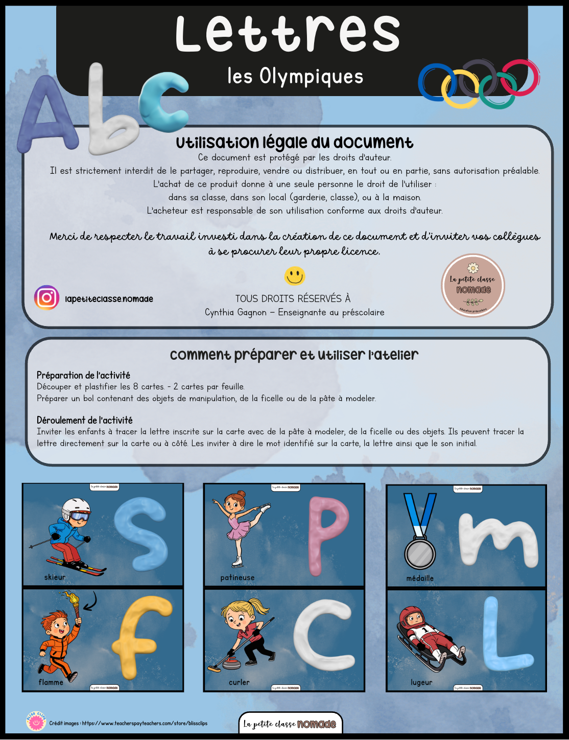 Atelier - Lettres son initial et pâte à modeler Olympiques