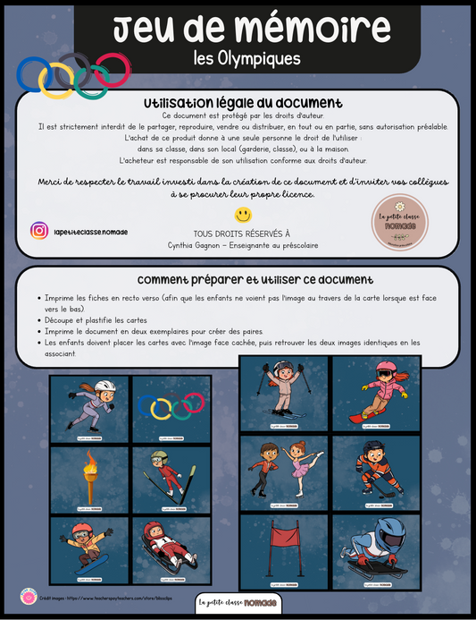 Jeu de mémoire - Olympiques