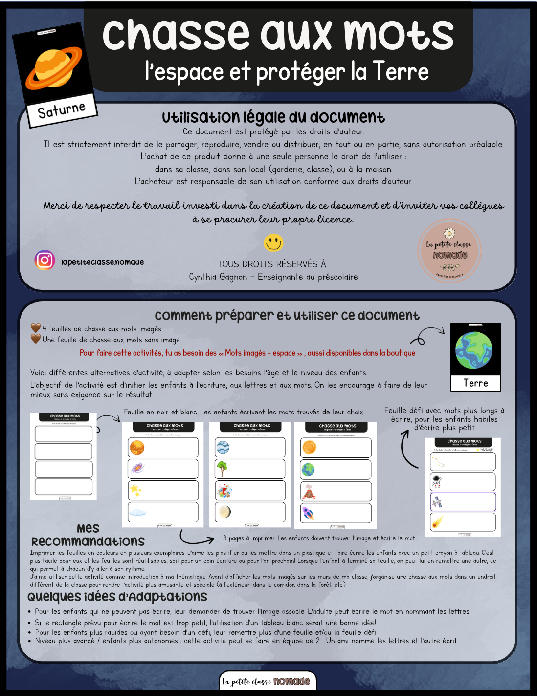 Chasse aux mots - Espace et environnement