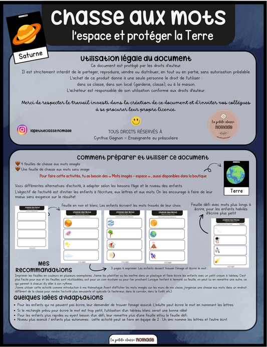 Chasse aux mots - Espace et environnement