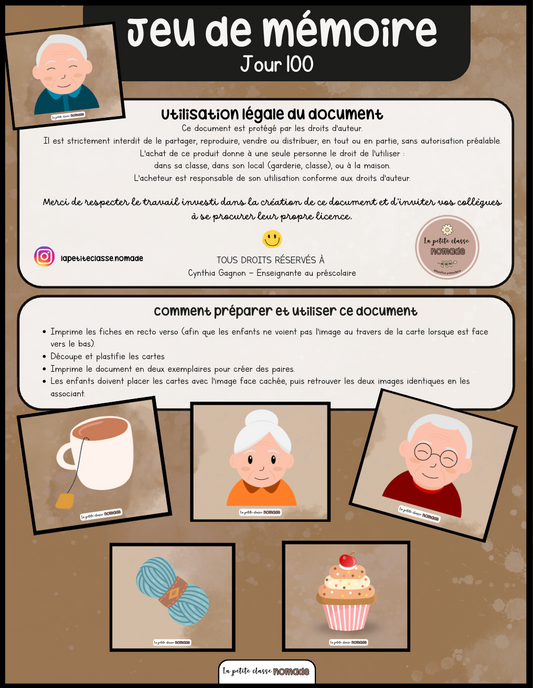 Jeu de mémoire - Jour 100