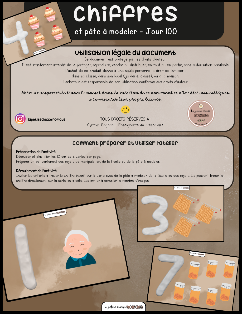 Chiffres et pâte à modeler - Jour 100