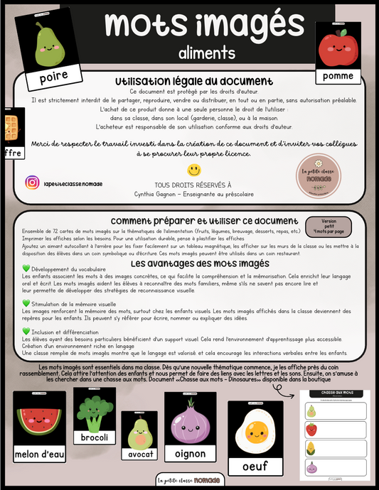 Mots imagés - Alimentation