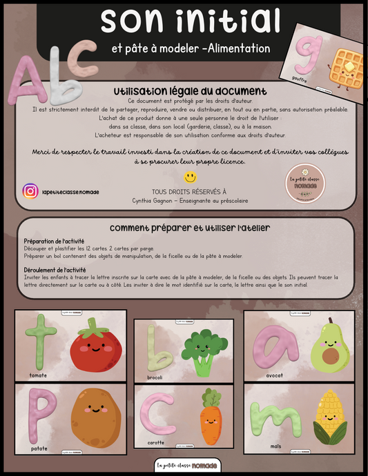 Son initial et pâte à modeler - Alimentation