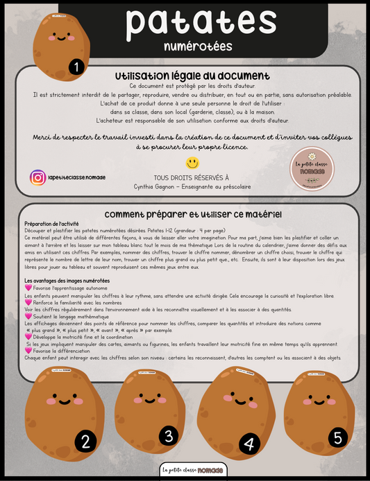 Patates numérotées