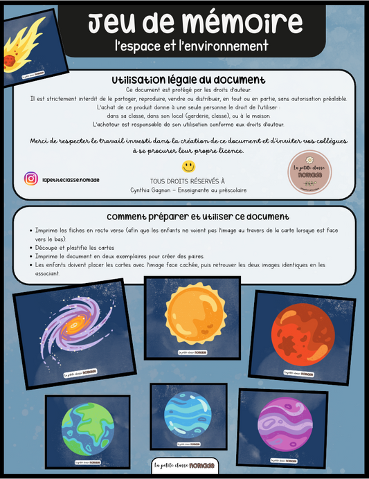 Jeu de mémoire - Espace et environnement
