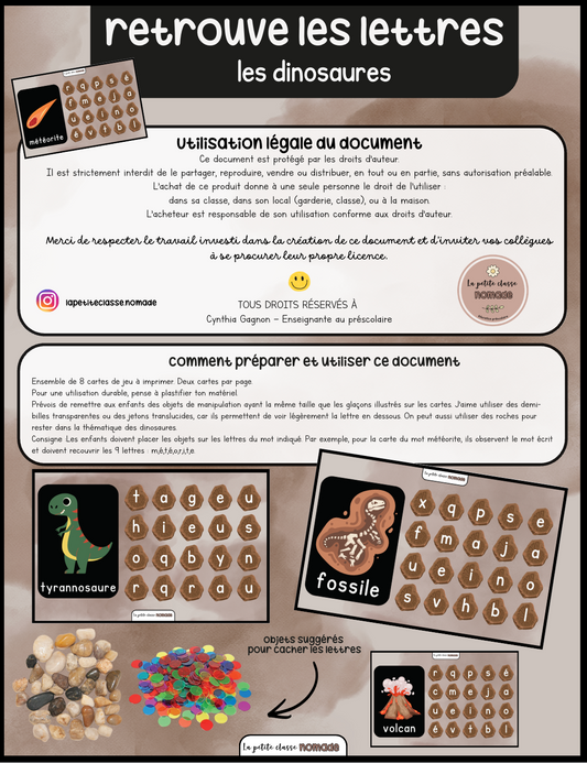 Atelier - Retrouve les lettres dinosaures