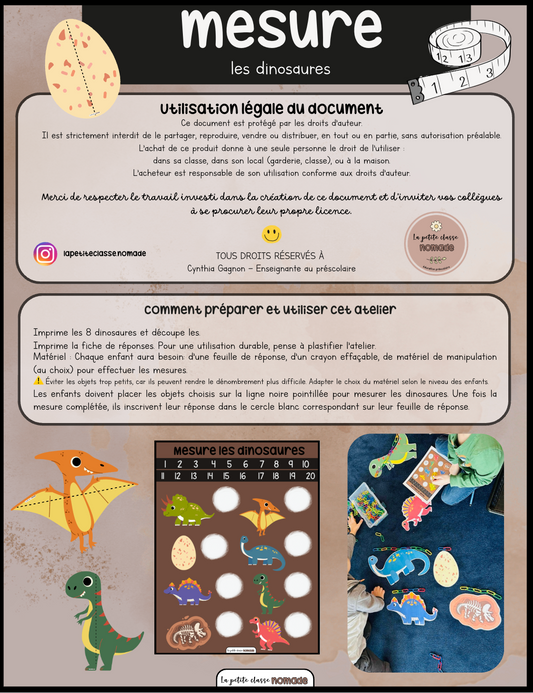 Atelier de mesures - Dinosaures