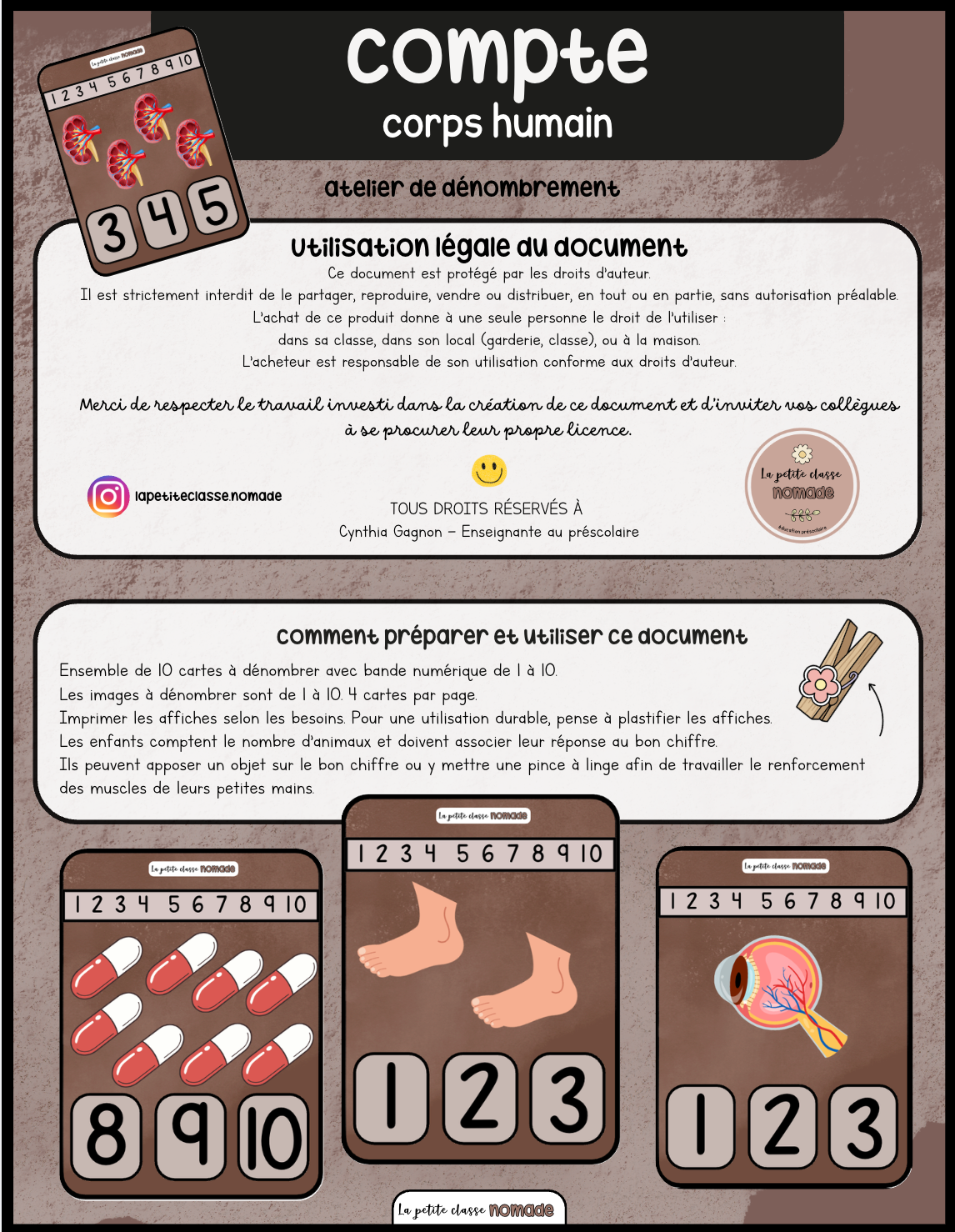 Cartes compte 1-10 - Corps humain