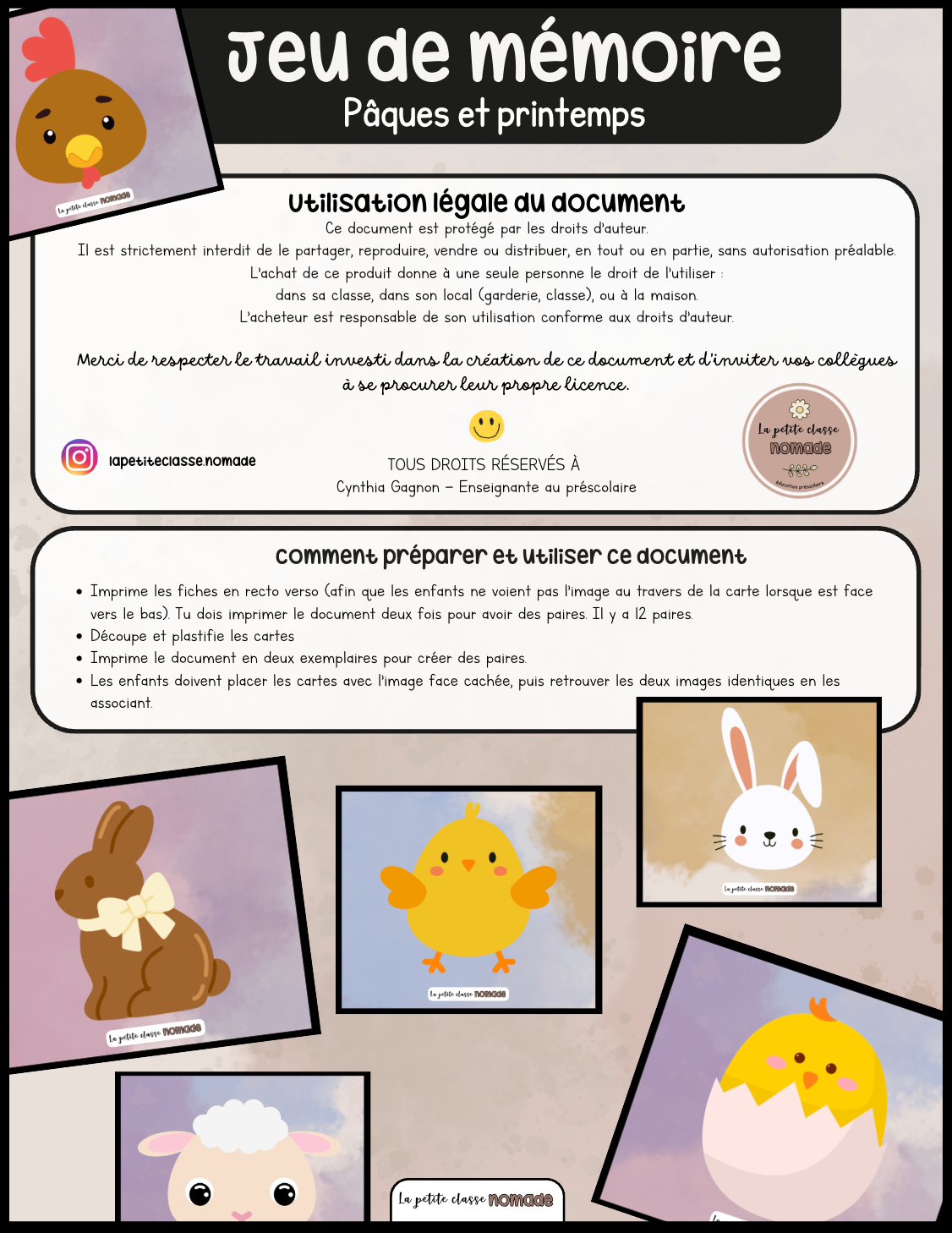Jeu de mémoire - Pâques et printemps