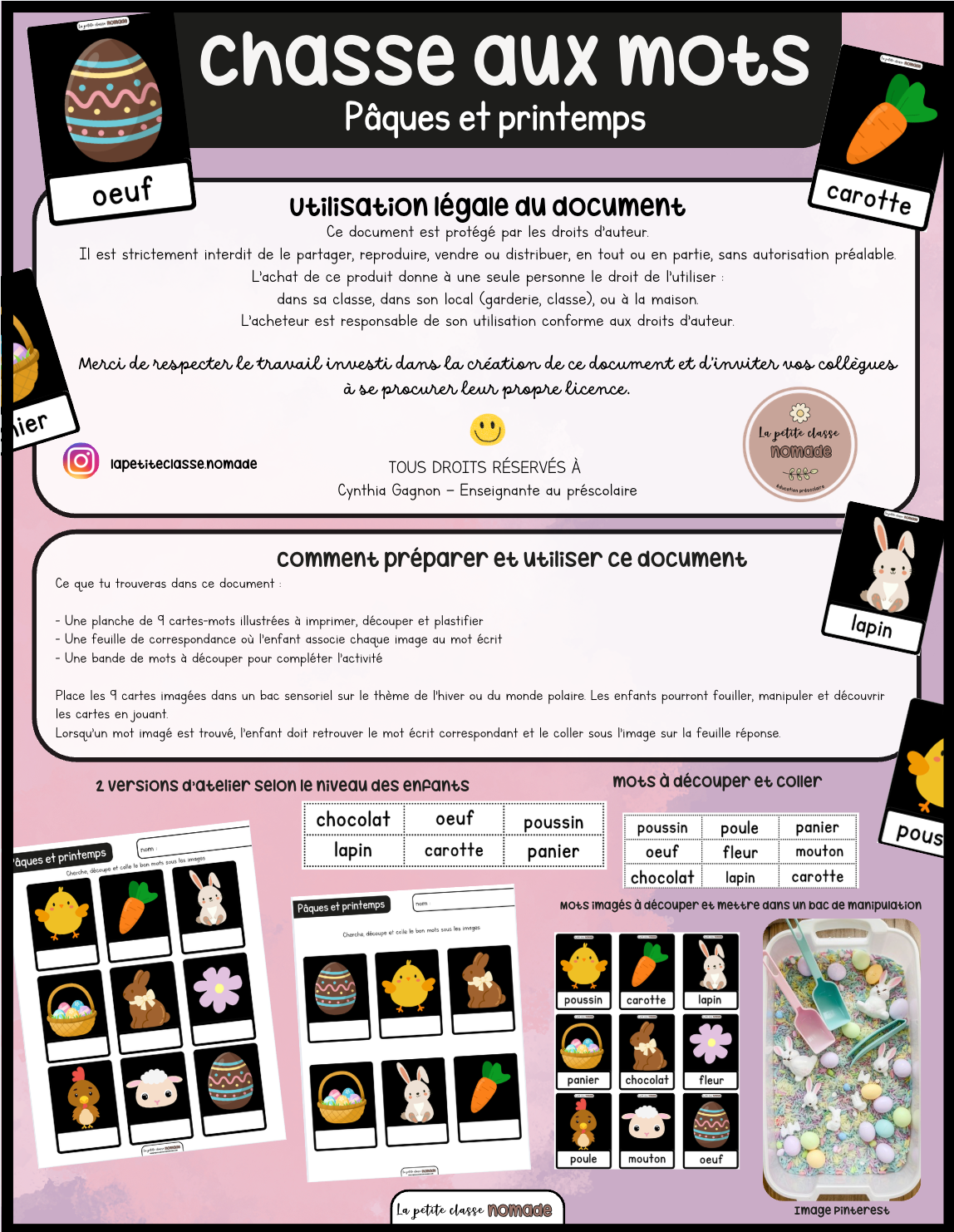 Atelier - Chasse aux mots Pâques et printemps