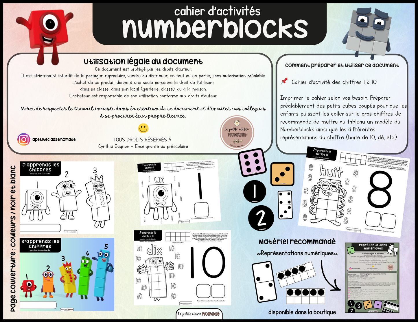 Ensemble de 8 activités-ateliers des Numberblocks