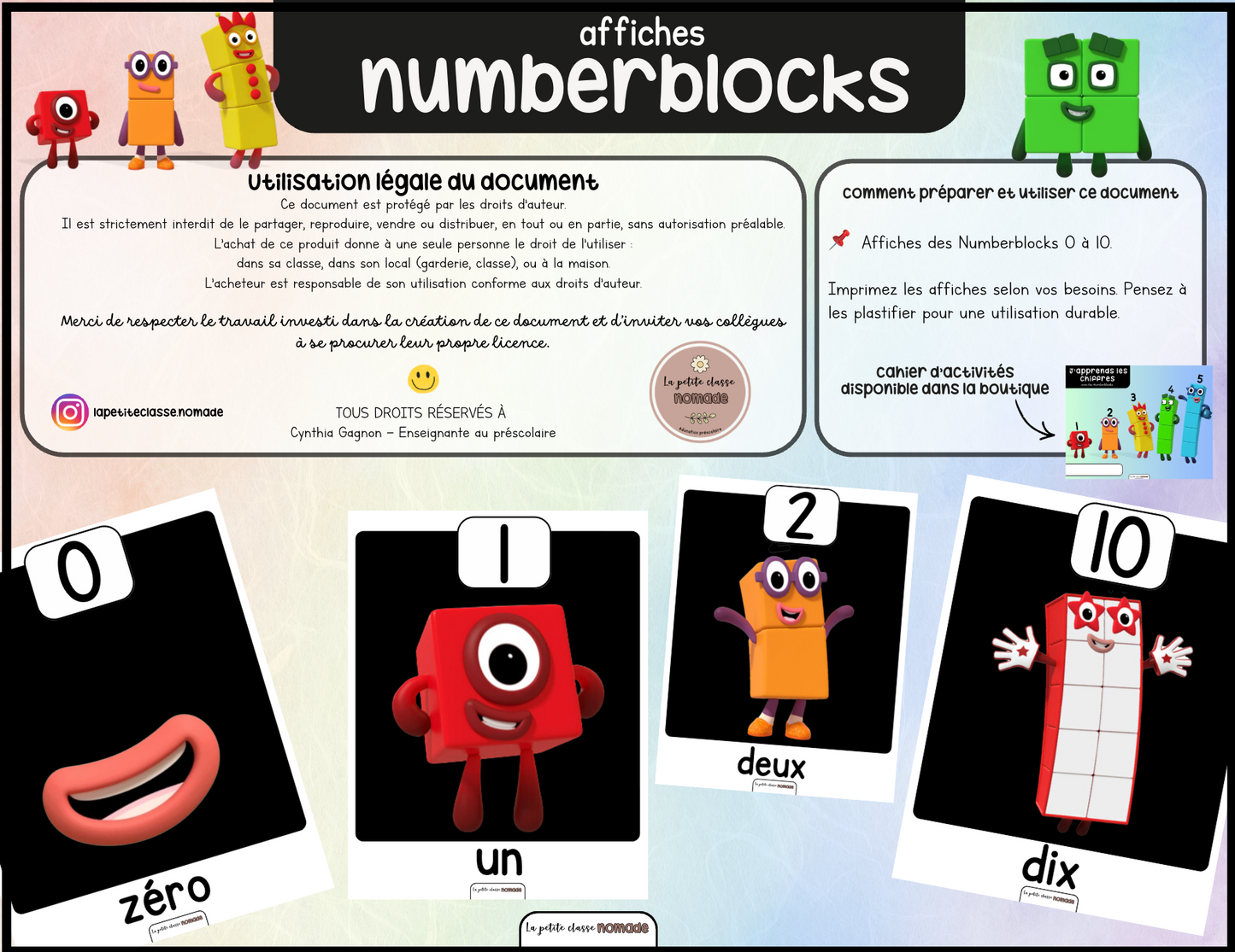Ensemble de 8 activités-ateliers des Numberblocks