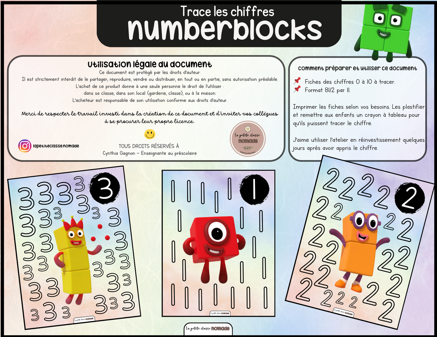Ensemble de 8 activités-ateliers des Numberblocks
