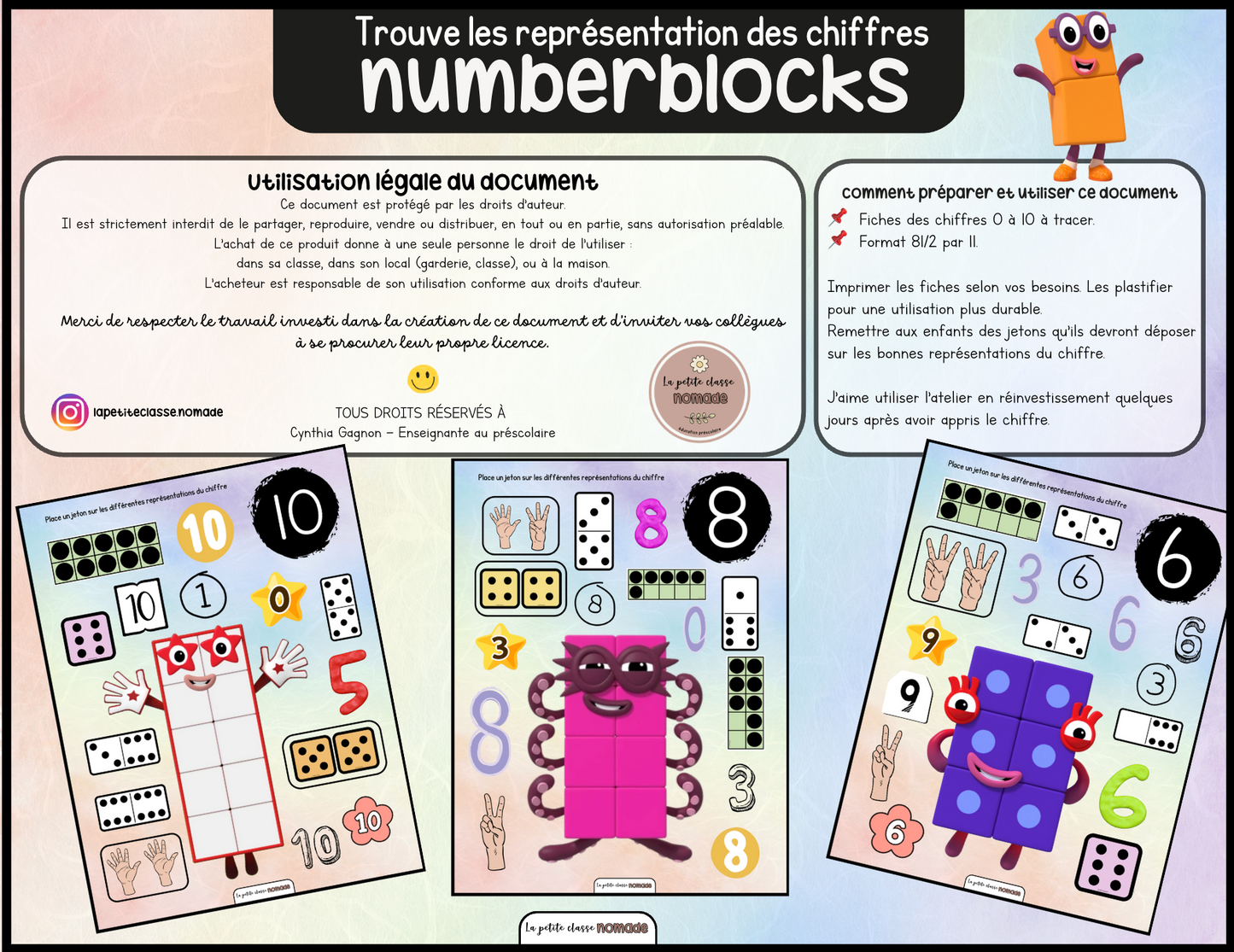 Ensemble de 8 activités-ateliers des Numberblocks