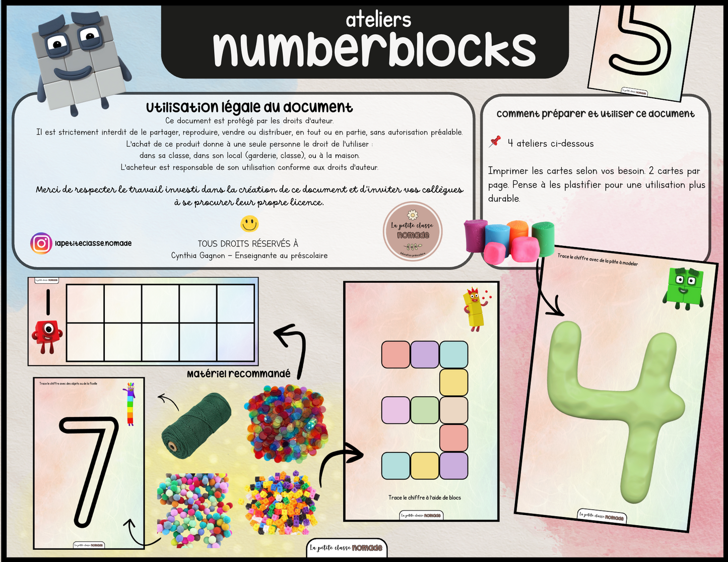 Ensemble de 8 activités-ateliers des Numberblocks